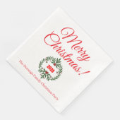 Serviette En Papier Custom Christmas Festive Floral Wreath Dinner (Coin)