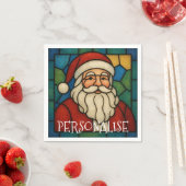 Serviette En Papier Custom Christmas Santa Art Deco Stained Glass (En situation)