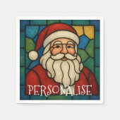 Serviette En Papier Custom Christmas Santa Art Deco Stained Glass (Devant)