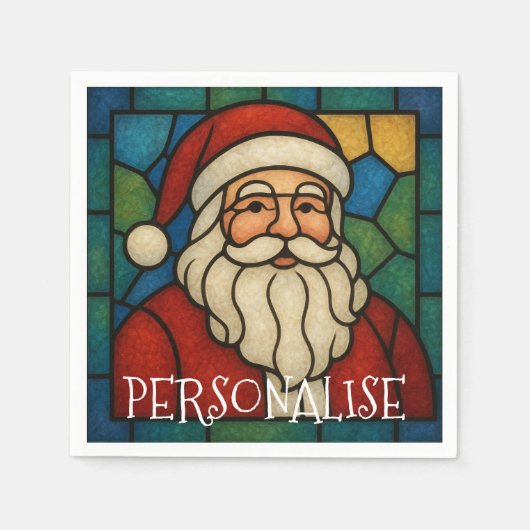 Serviette En Papier Custom Christmas Santa Art Deco Stained Glass (Devant)