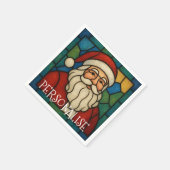 Serviette En Papier Custom Christmas Santa Art Deco Stained Glass (Coin)