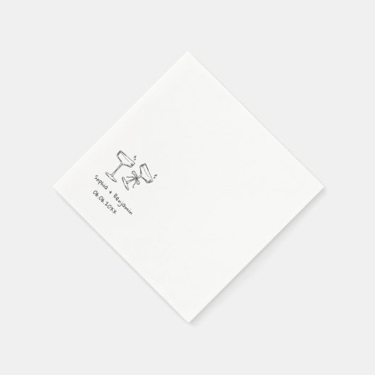 Serviette En Papier Custom Cocktail Napkins with Text Bridal Napkins (Coin)