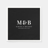 Serviette En Papier Custom Couple Wedding Monogram Initials Black (Devant)