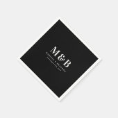 Serviette En Papier Custom Couple Wedding Monogram Initials Black (Coin)