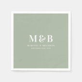 Serviette En Papier Custom Couple Wedding Monogram Initials Green (Devant)