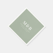 Serviette En Papier Custom Couple Wedding Monogram Initials Green (Coin)
