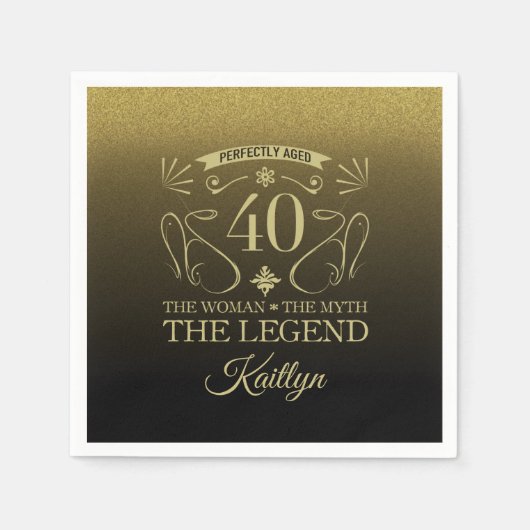 Serviette En Papier Custom Cute Happy 40th Birthday (Devant)