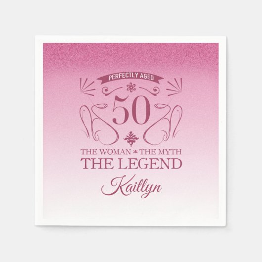 Serviette En Papier Custom Cute Happy 50th Birthday (Devant)