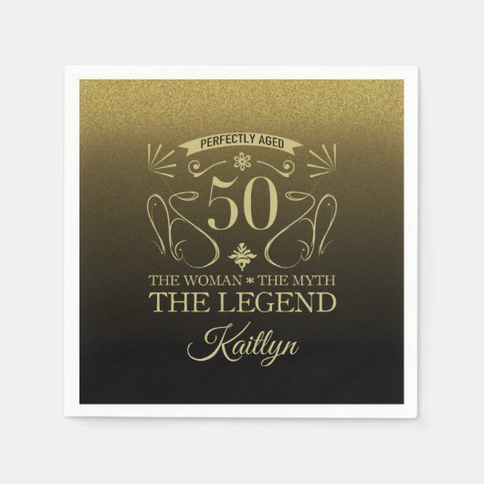 Serviette En Papier Custom Cute Happy 50th Birthday (Devant)