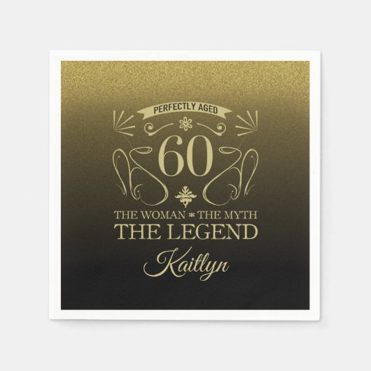 Serviette En Papier Custom Cute Happy 60th Birthday (Devant)