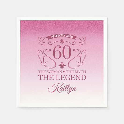 Serviette En Papier Custom Cute Happy 60th Birthday (Devant)