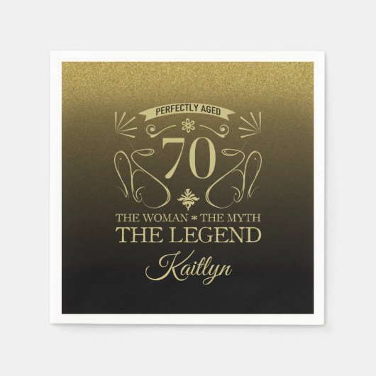 Serviette En Papier Custom Cute Happy 70th Birthday (Devant)