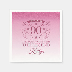 Serviette En Papier Custom Cute Happy 90th Birthday