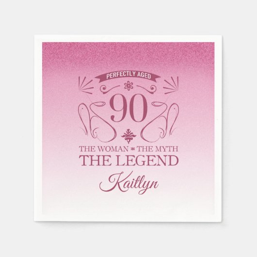 Serviette En Papier Custom Cute Happy 90th Birthday (Devant)