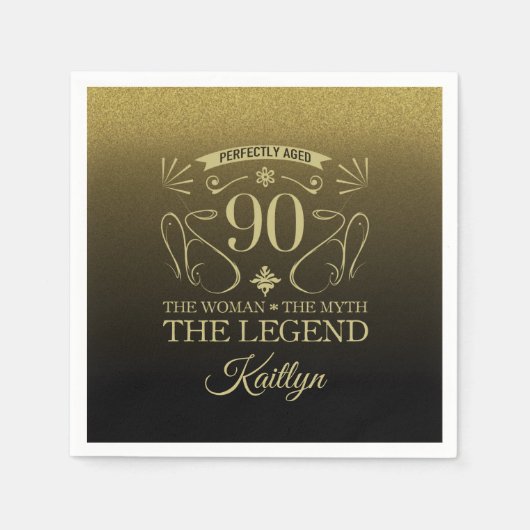 Serviette En Papier Custom Cute Happy 90th Birthday (Devant)