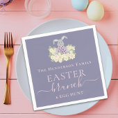Serviette En Papier Custom Easter Brunch Cute Bunny Egg Hunt Purple