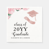 Serviette En Papier Custom Elegant Class 2025 Floral Graduation (Devant)