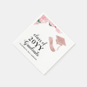 Serviette En Papier Custom Elegant Class 2025 Floral Graduation (Coin)