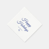 Serviette En Papier Custom Family Name Happy Holidays Snowflakes (Coin)