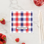 Serviette En Papier Custom Family Name Red and Blue Plaid  (En situation)