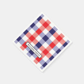 Serviette En Papier Custom Family Name Red and Blue Plaid  (Coin)