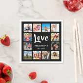Serviette En Papier Custom Family Photo Collage Personalized Black (En situation)