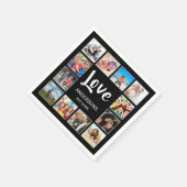 Serviette En Papier Custom Family Photo Collage Personalized Black (Coin)