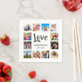 Serviette En Papier Custom Family Photo Collage Personalized White (En situation)