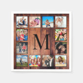 Serviette En Papier Custom Family Photo Collage Reclaimed Wood (Devant)