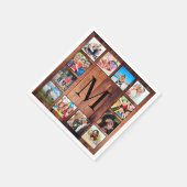 Serviette En Papier Custom Family Photo Collage Reclaimed Wood (Coin)