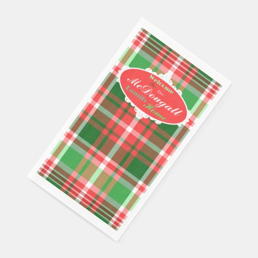 Serviette En Papier Custom Festive Red Green White Christmas Party (Coin)