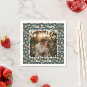 Serviette En Papier Custom Floral Photo Engagement  (En situation)