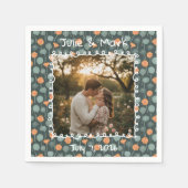 Serviette En Papier Custom Floral Photo Engagement  (Devant)