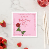 Serviette En Papier Custom Happy Valentine’s Day Rose (En situation)