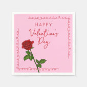 Serviette En Papier Custom Happy Valentine’s Day Rose (Devant)