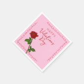 Serviette En Papier Custom Happy Valentine’s Day Rose (Coin)