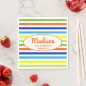 Serviette En Papier Custom Hot Orange Modern Strips Family Reunion (En situation)