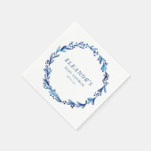 Serviette En Papier Custom Indigo Blue Ink Botanical Baby Shower (Coin)