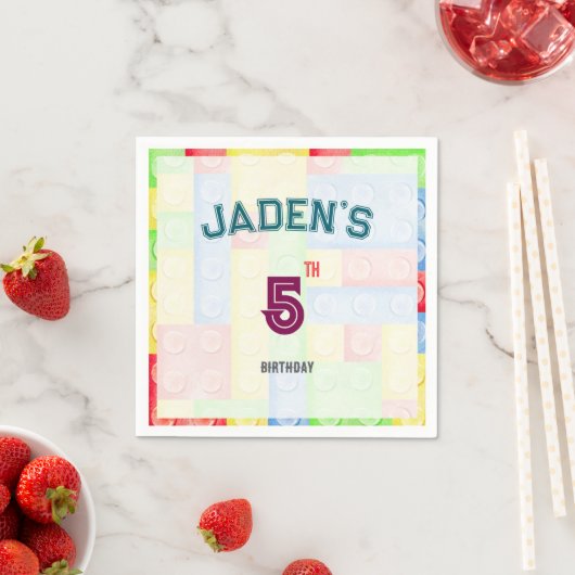 Serviette En Papier Custom Lego Block Birthday Party Napkins (En situation)