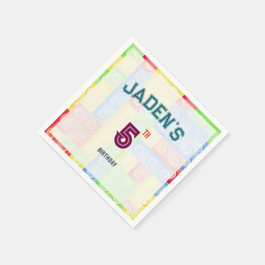 Serviette En Papier Custom Lego Block Birthday Party Napkins (Coin)