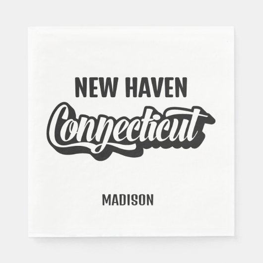 Serviette En Papier Custom Location & Name Connecticut (Devant)