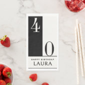 Serviette En Papier Custom Name & Age Black and White Birthday (En situation)