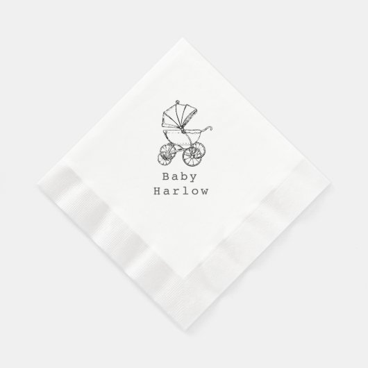 Serviette En Papier Custom Name Carriage Baby Shower (Coin)
