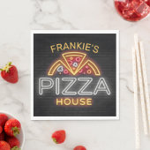 Serviette En Papier Custom Neon Italian Pizzeria Pizza House (En situation)