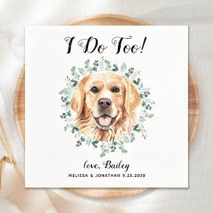 Serviette En Papier Custom Pet Wedding I Do Too Golden Retriever Dog
