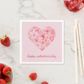 Serviette En Papier Custom Pink Aquarelle Rose Coeur Saint-Valentin (En situation)