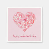 Serviette En Papier Custom Pink Aquarelle Rose Coeur Saint-Valentin (Devant)