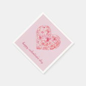 Serviette En Papier Custom Pink Aquarelle Rose Coeur Saint-Valentin (Coin)