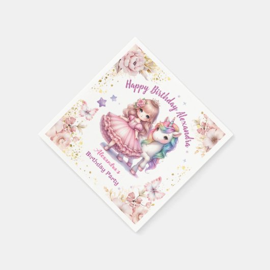 Serviette En Papier Custom Princess Unicorn Anniversaire fête d'annive (Coin)