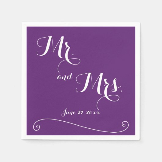 Serviette En Papier Custom Purple M. et Mme Mariage Napkins (Devant)